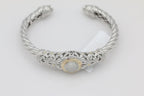 Two-Toned Diamond Cluster Bangle in 14KT Yellow Gold and Sterling Silver ( 1.4ct tw dia )