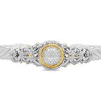 Two-Toned Diamond Cluster Bangle in 14KT Yellow Gold and Sterling Silver ( 1.4ct tw dia )