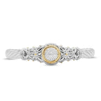 Two-Toned Diamond Cluster Bangle in 14KT Yellow Gold and Sterling Silver ( 1.4ct tw dia )