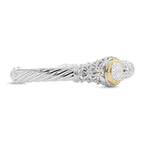 Two-Toned Diamond Cluster Bangle in 14KT Yellow Gold and Sterling Silver ( 1.4ct tw dia )
