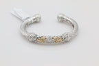 Two-Toned Twisted Diamond Bangle in 14KT Yellow Gold and Sterling Silver ( 0.55ct tw dia )