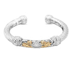 Two-Toned Twisted Diamond Bangle in 14KT Yellow Gold and Sterling Silver ( 0.55ct tw dia )