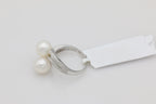 Pearl and Diamond Bypass Ring in 14KT White Gold