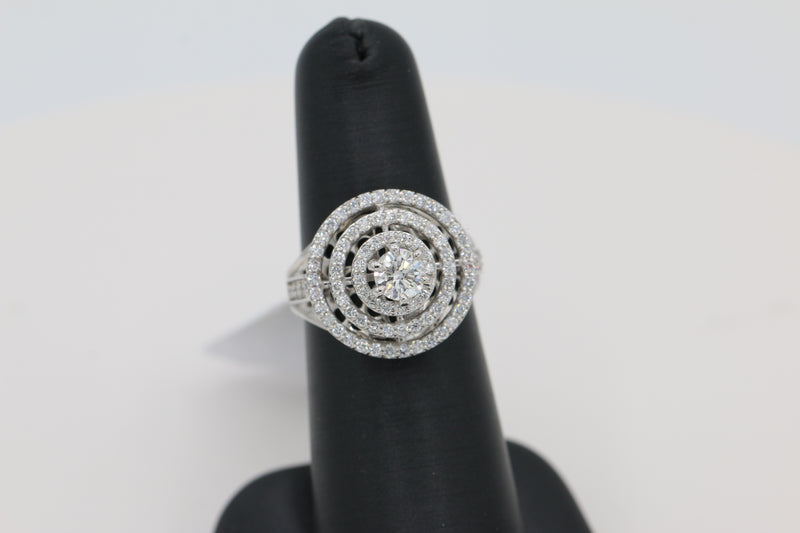 Triple Halo Diamond Ring in 14KT White Gold ( 1.32ct dtw / 0.53ct center )