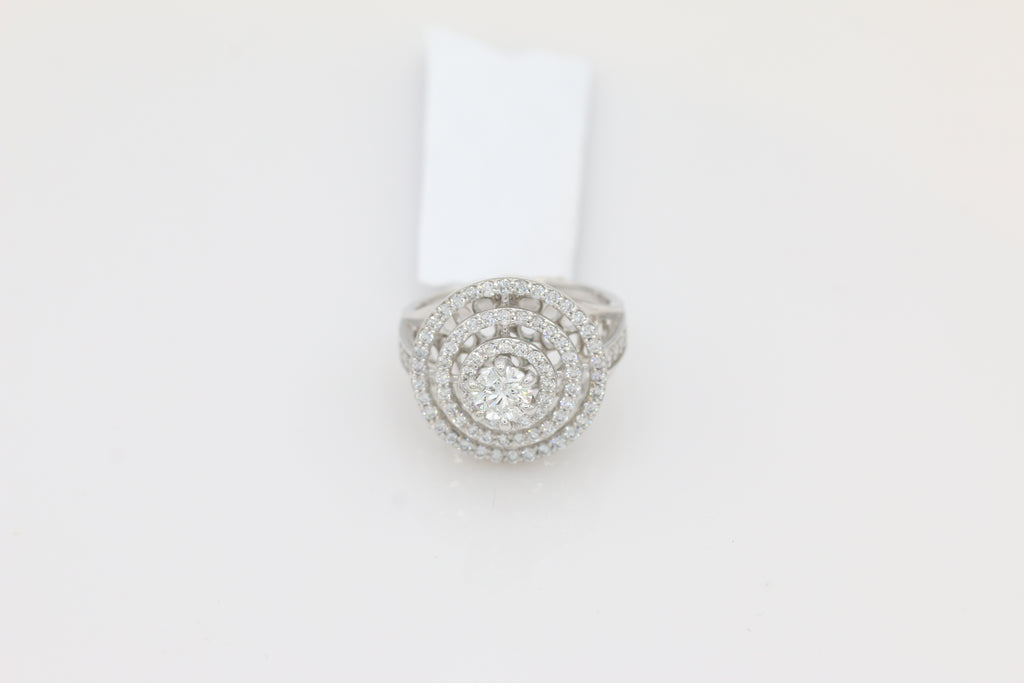 Triple Halo Diamond Ring in 14KT White Gold ( 1.32ct dtw / 0.53ct center )