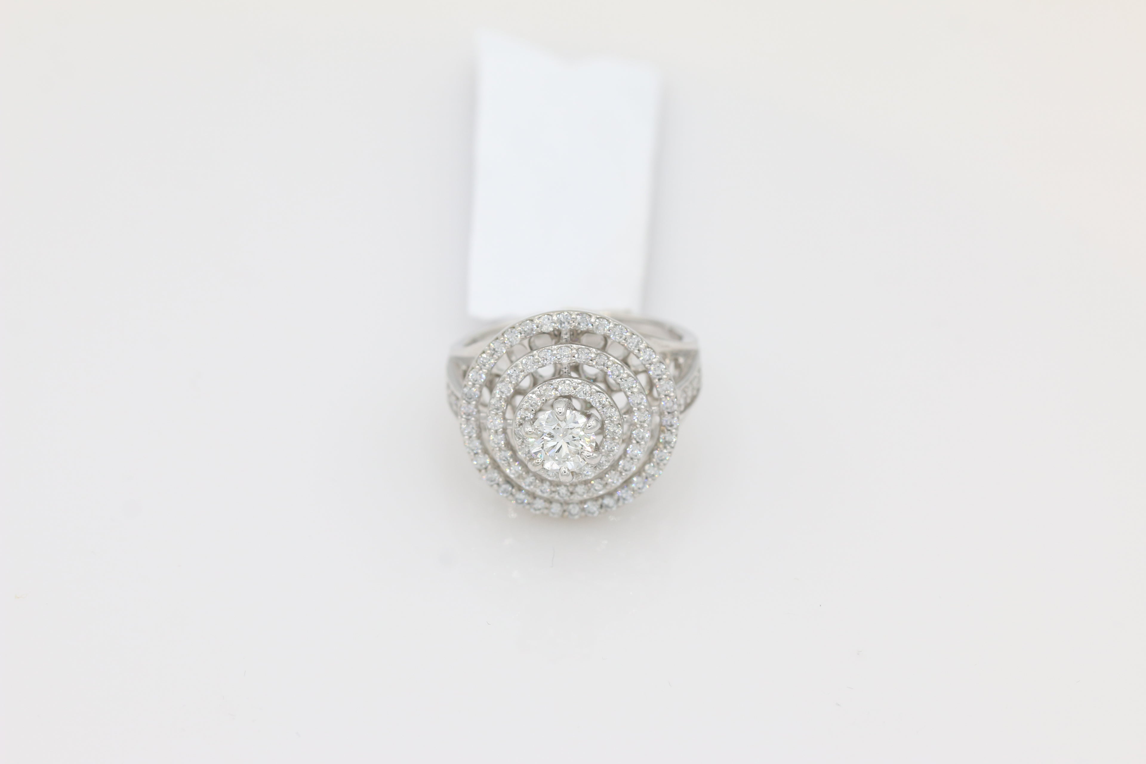 Triple Halo Diamond Ring in 14KT White Gold ( 1.32ct dtw / 0.53ct center )