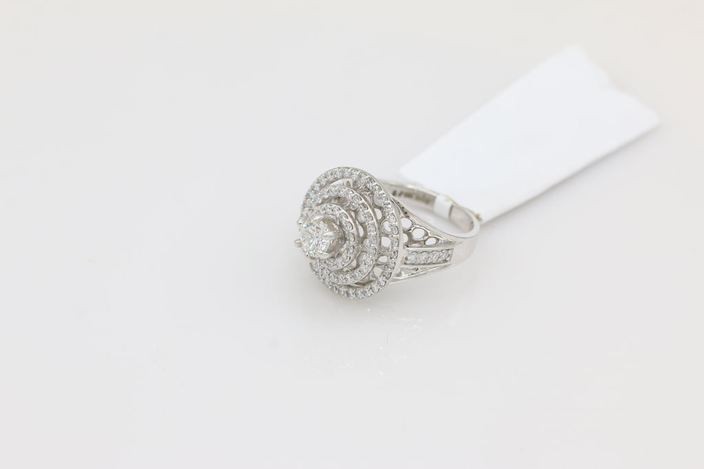 Triple Halo Diamond Ring in 14KT White Gold ( 1.32ct dtw / 0.53ct center )