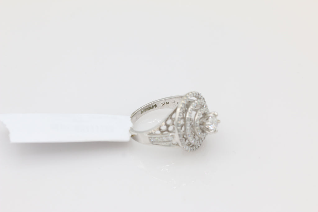 Triple Halo Diamond Ring in 14KT White Gold ( 1.32ct dtw / 0.53ct center )