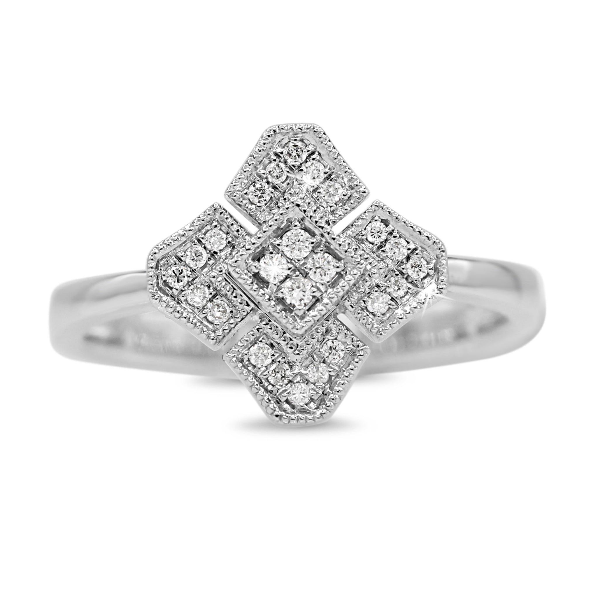 Diamond Cluster Ring in 14KT White Gold ( 0.11ct tw dia )