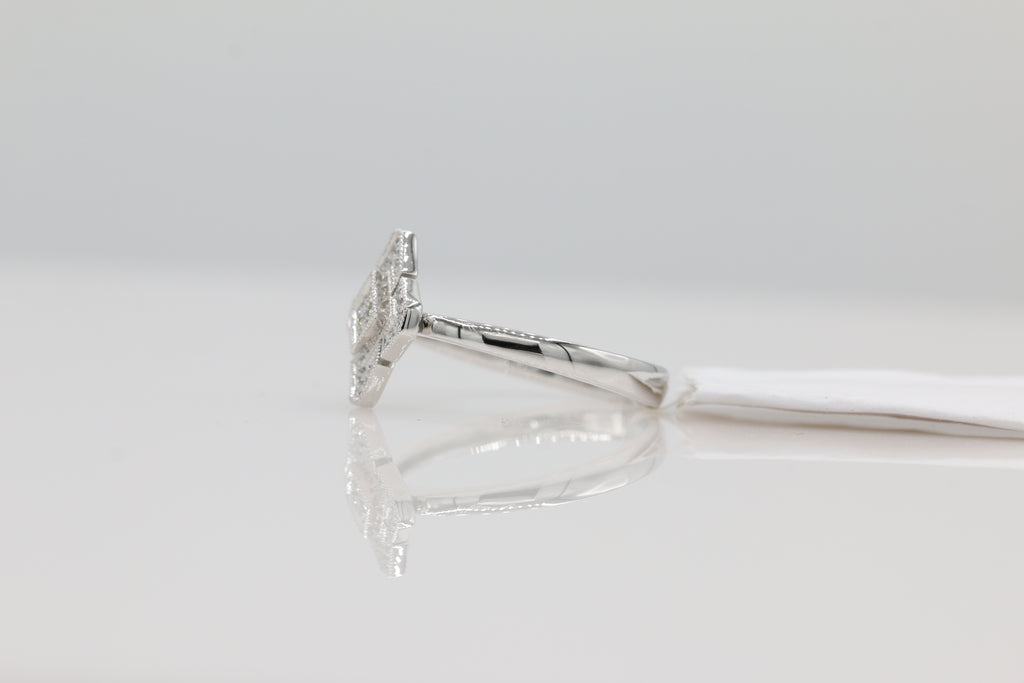 Diamond Cluster Ring in 14KT White Gold ( 0.11ct tw dia )