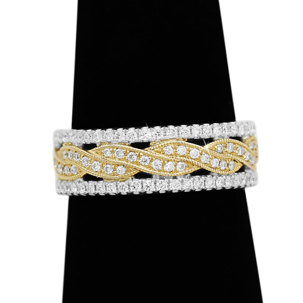 Twisted Diamond Band in 14KT Two Tone Gold ( 0.47ct tw dia )