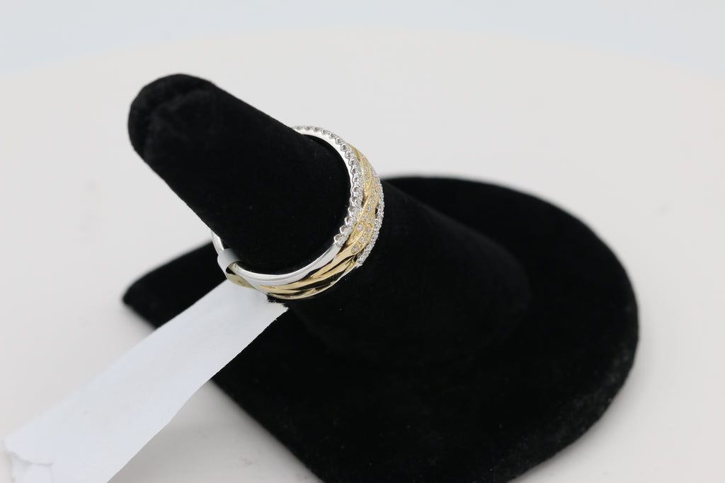 Twisted Diamond Band in 14KT Two Tone Gold ( 0.47ct tw dia )