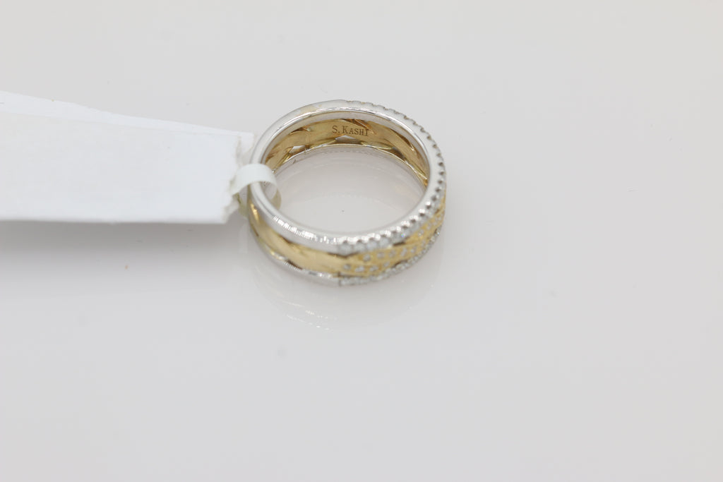 Twisted Diamond Band in 14KT Two Tone Gold ( 0.47ct tw dia )