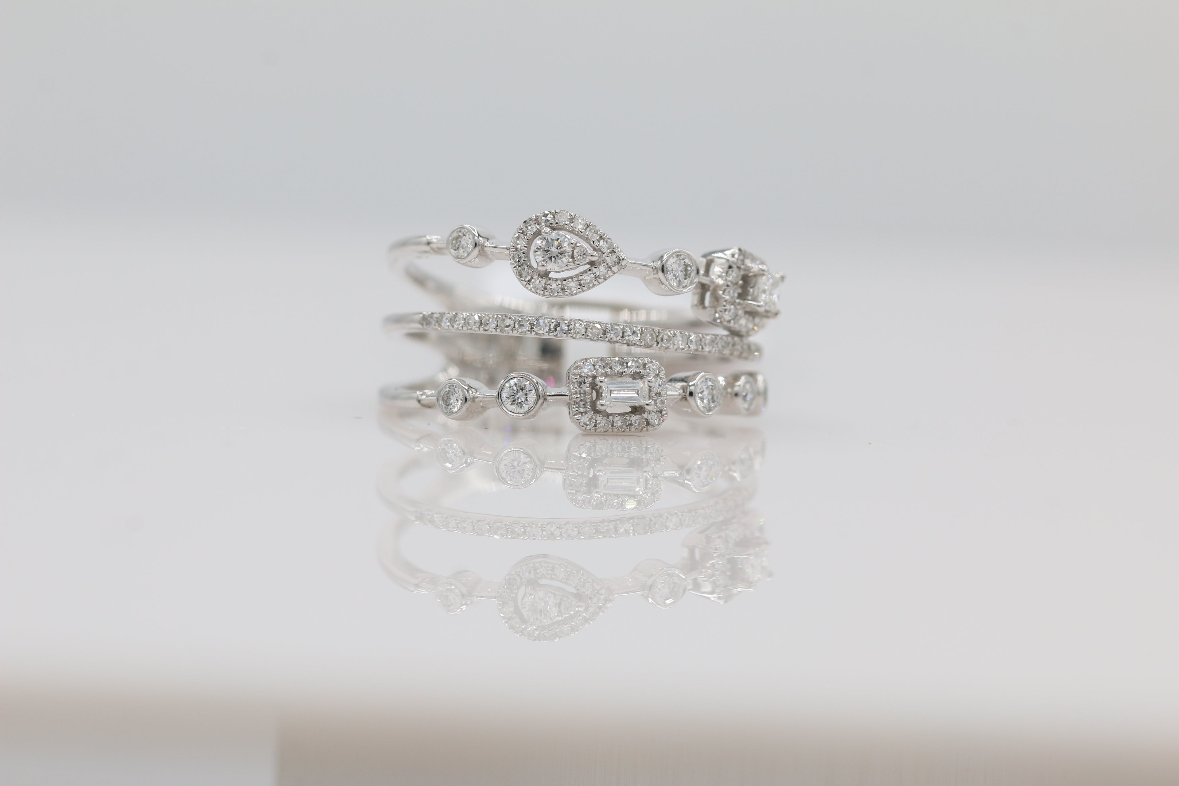 Diamond Multi Band Ring in 14KT White Gold ( 0.41ct dtw )