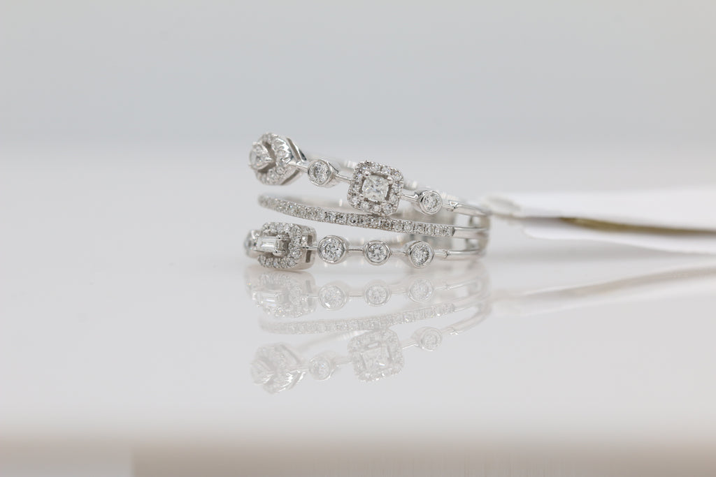 Diamond Multi Band Ring in 14KT White Gold ( 0.41ct dtw )