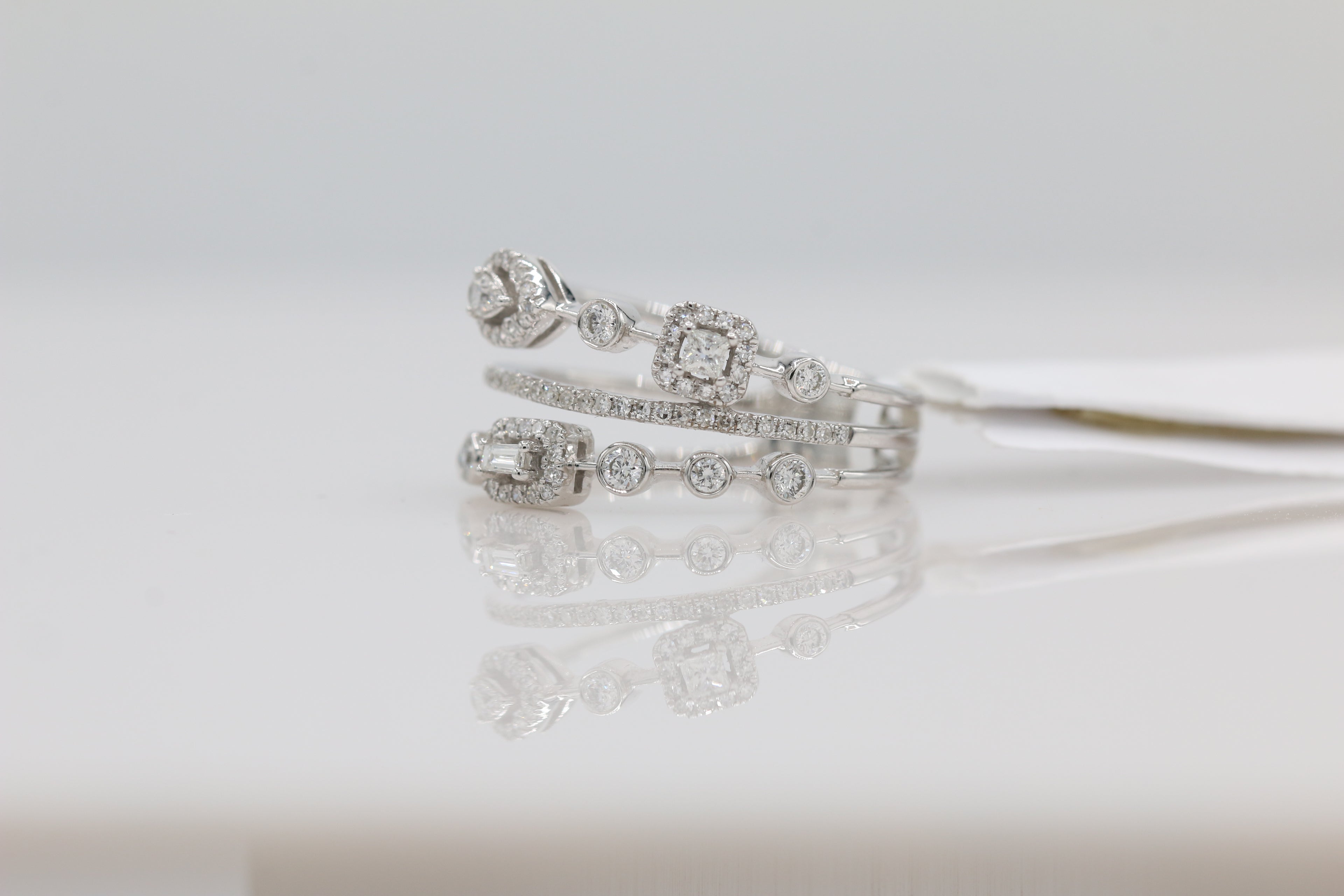Diamond Multi Band Ring in 14KT White Gold ( 0.41ct dtw )