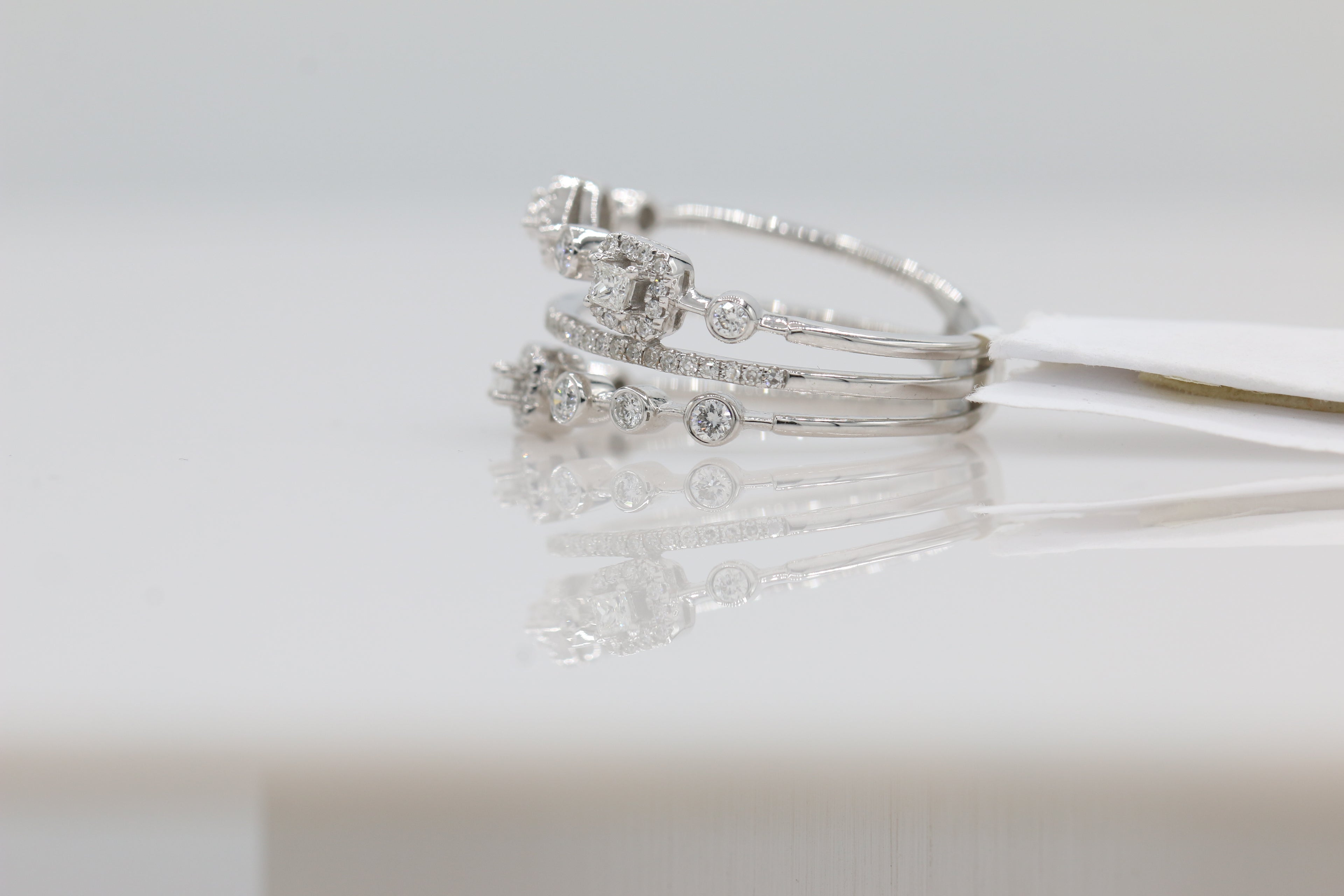 Diamond Multi Band Ring in 14KT White Gold ( 0.41ct dtw )