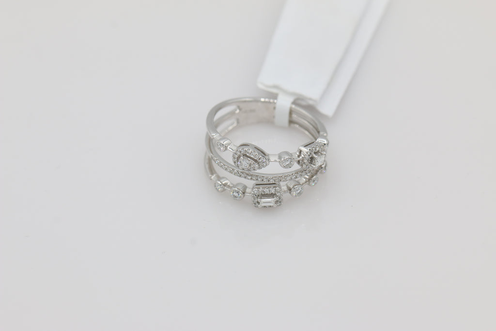 Diamond Multi Band Ring in 14KT White Gold ( 0.41ct dtw )