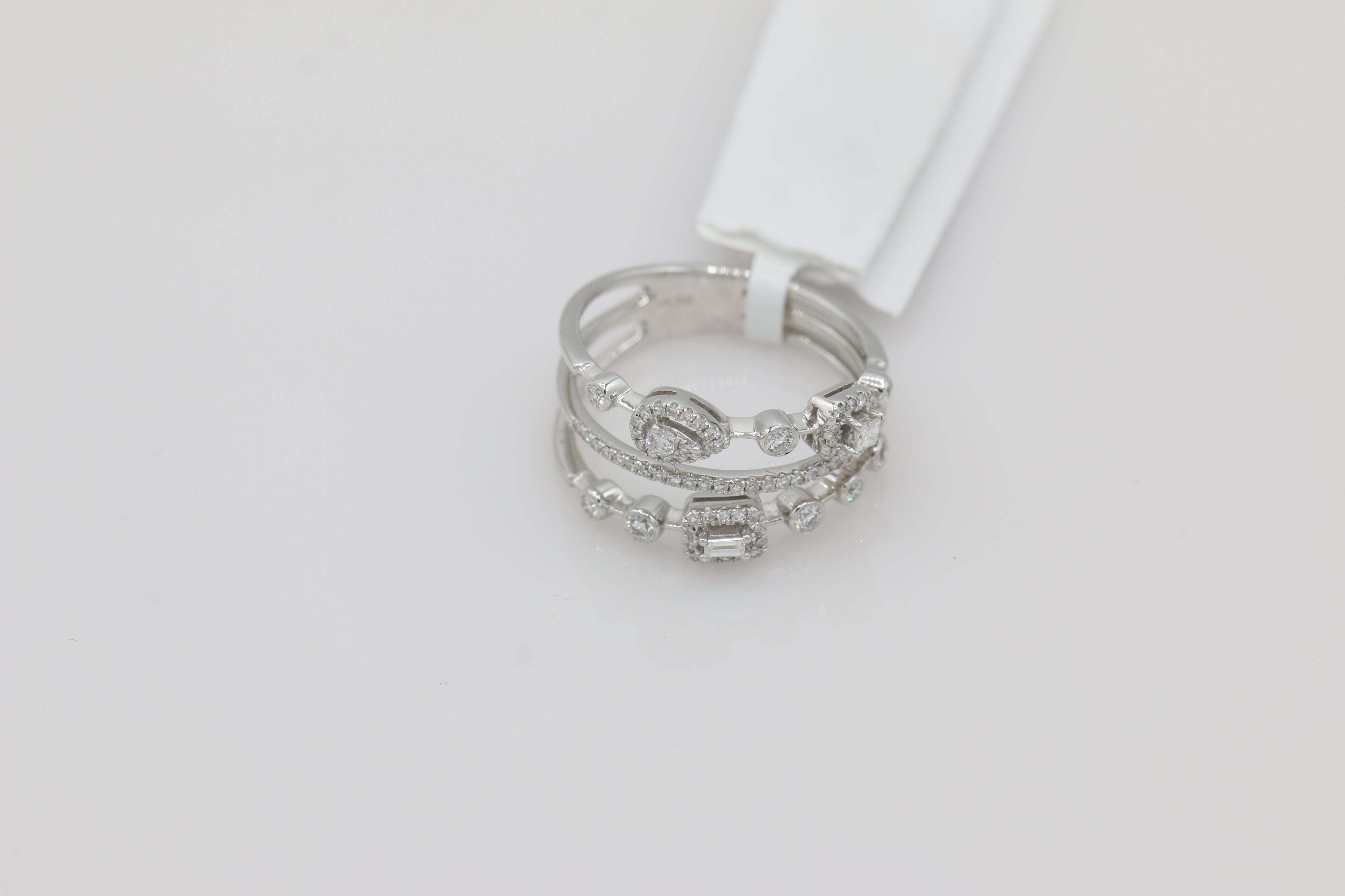 Diamond Multi Band Ring in 14KT White Gold ( 0.41ct dtw )