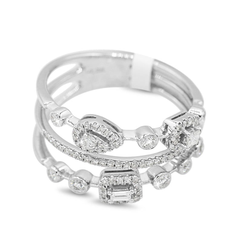 Diamond Multi Band Ring in 14KT White Gold ( 0.41ct dtw )