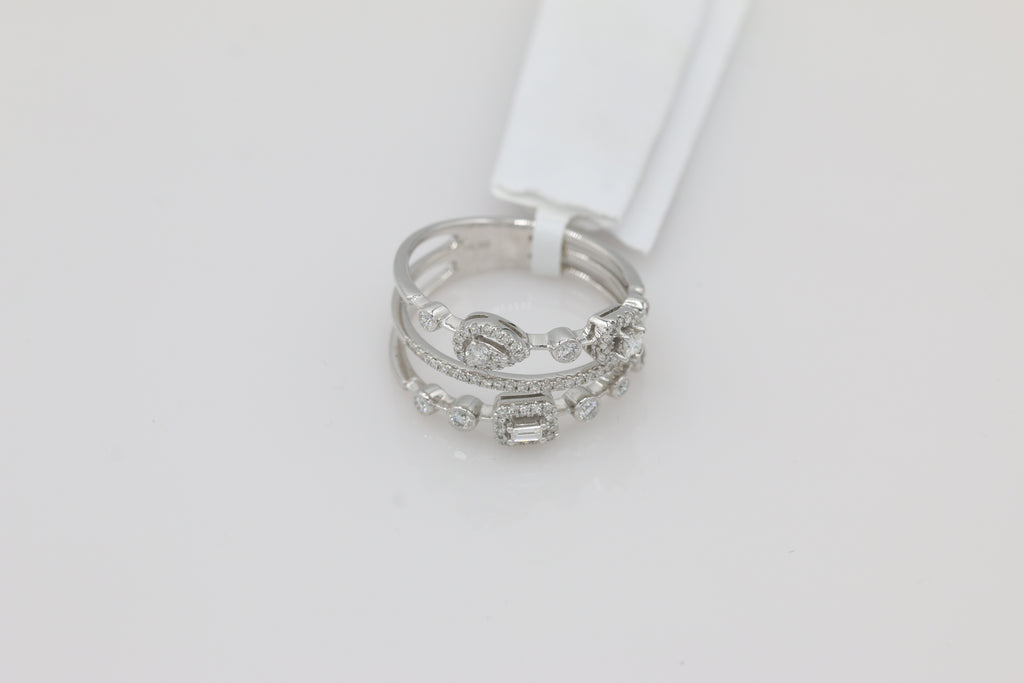 Diamond Multi Band Ring in 14KT White Gold ( 0.41ct dtw )