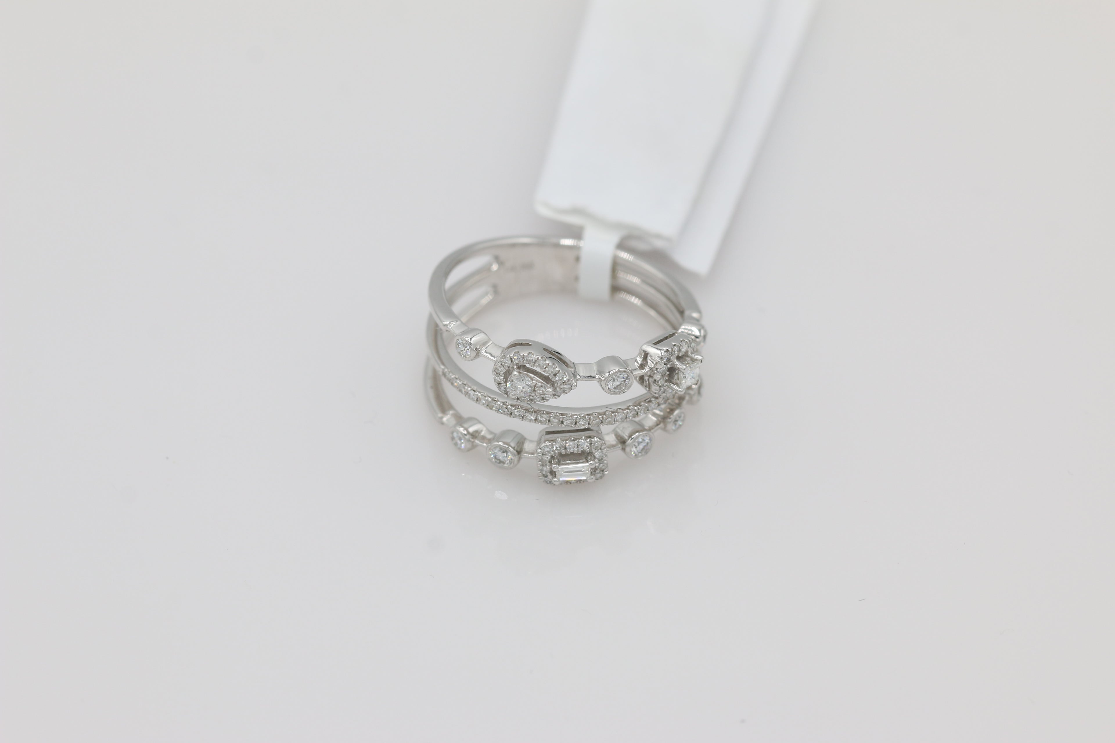 Diamond Multi Band Ring in 14KT White Gold ( 0.41ct dtw )