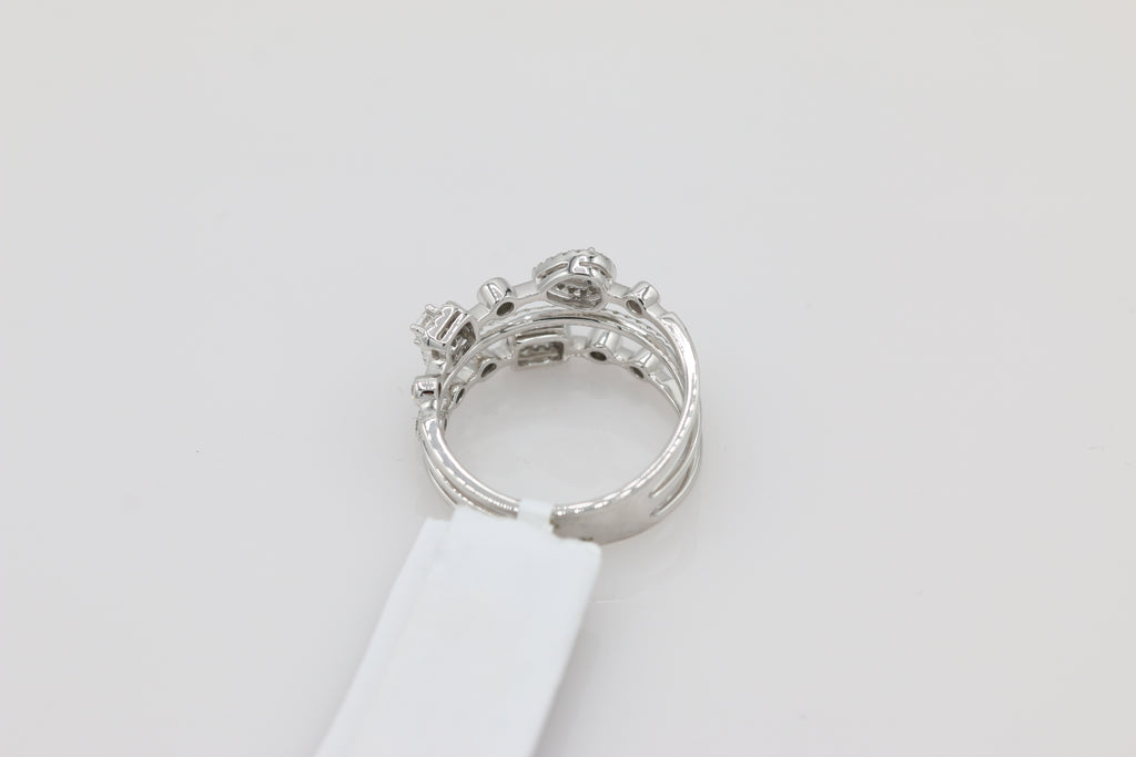 Diamond Multi Band Ring in 14KT White Gold ( 0.41ct dtw )