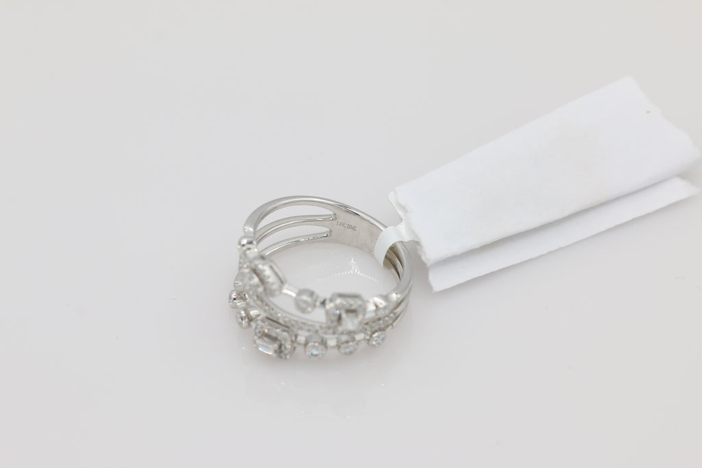 Diamond Multi Band Ring in 14KT White Gold ( 0.41ct dtw )