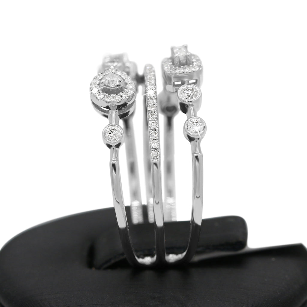 Diamond Multi Band Ring in 14KT White Gold ( 0.41ct dtw )