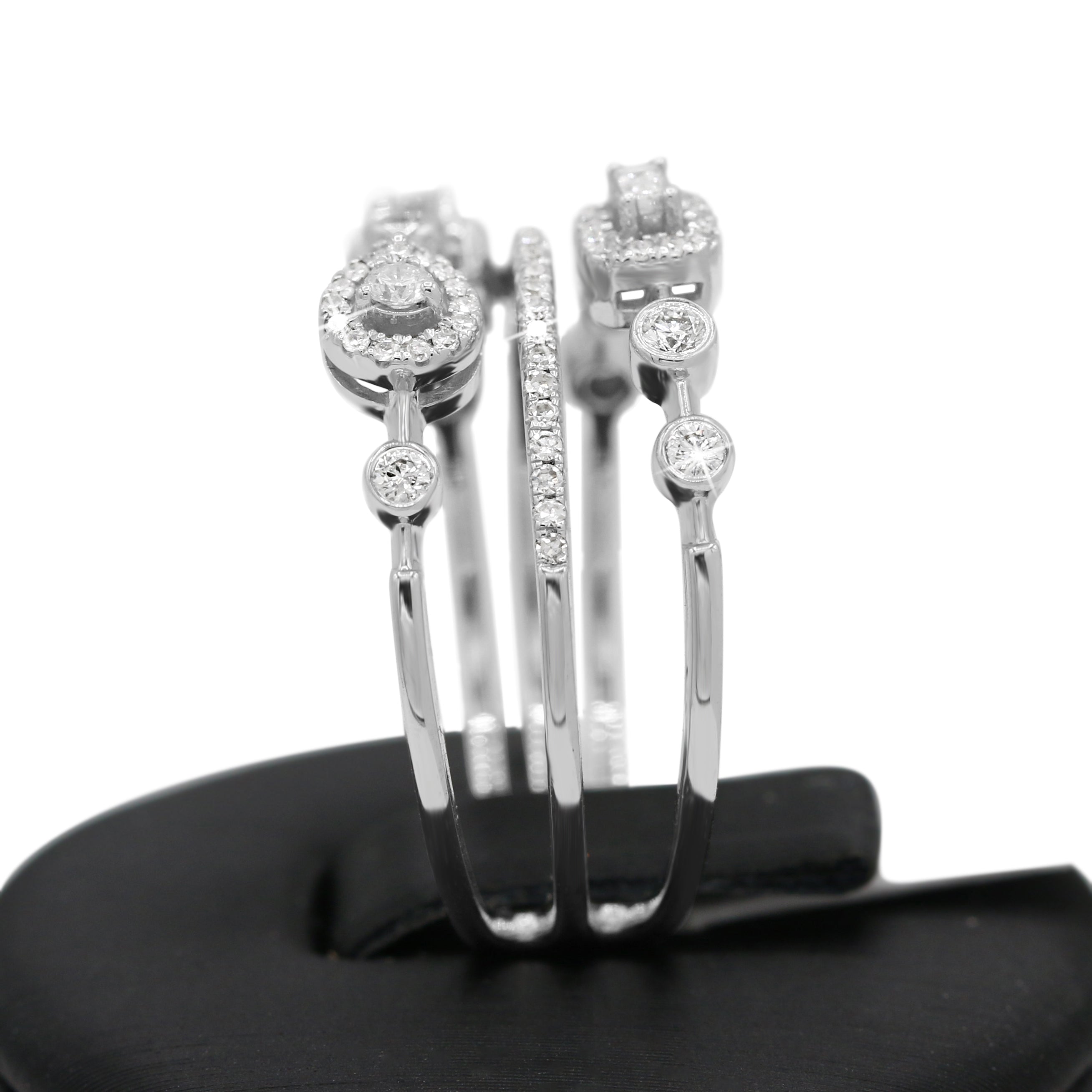 Diamond Multi Band Ring in 14KT White Gold ( 0.41ct dtw )