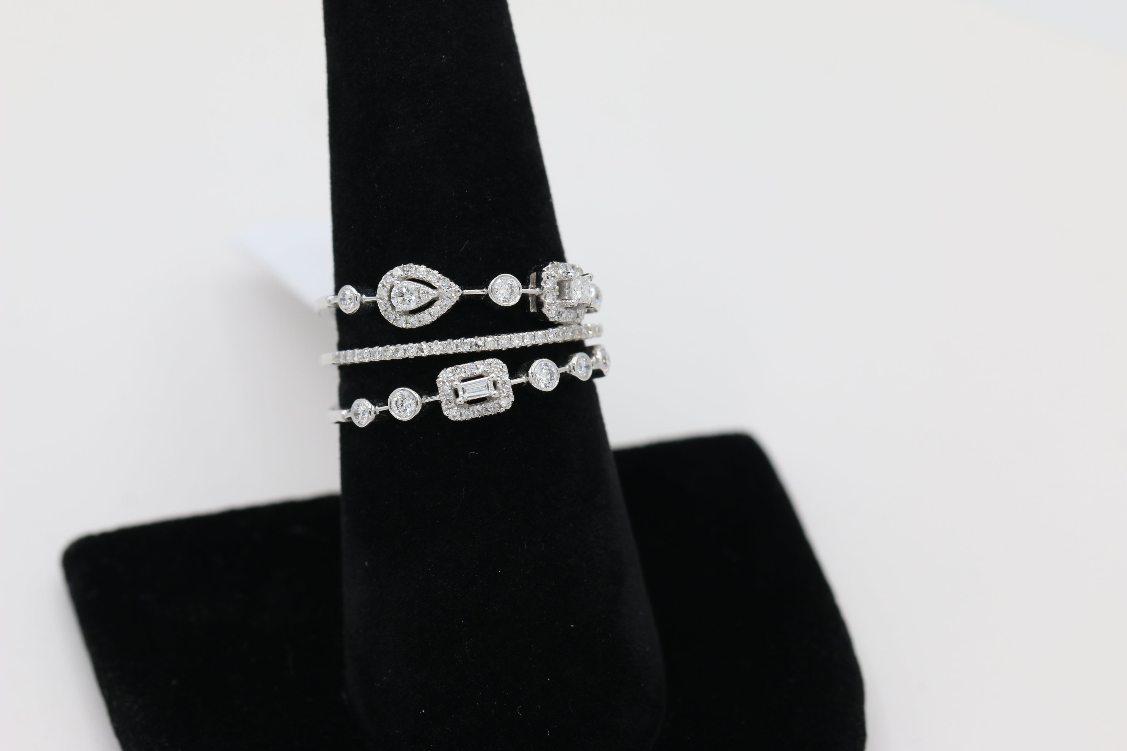 Diamond Multi Band Ring in 14KT White Gold ( 0.41ct dtw )