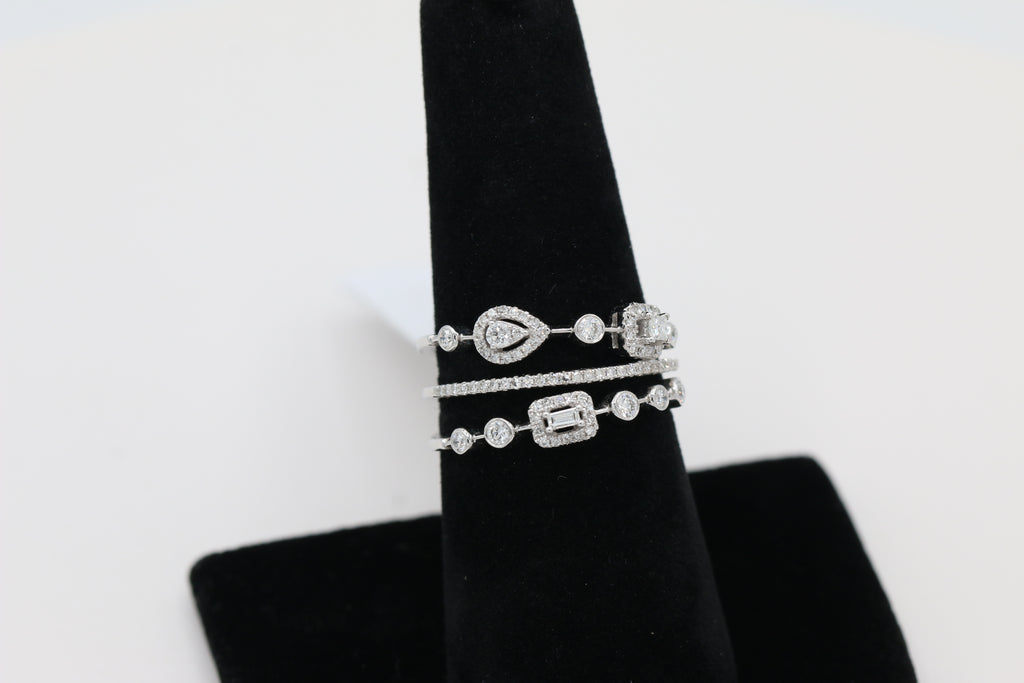 Diamond Multi Band Ring in 14KT White Gold ( 0.41ct dtw )