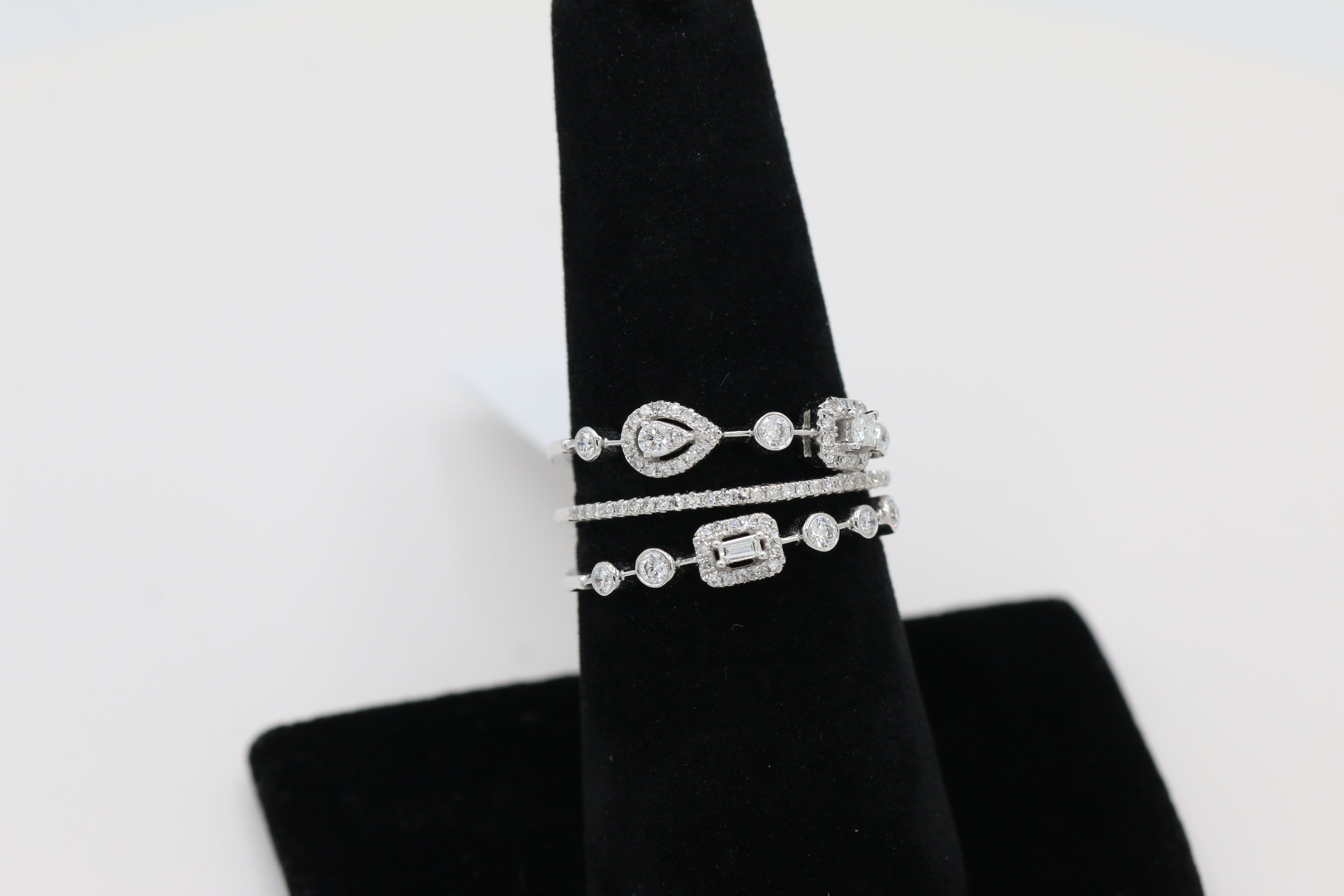 Diamond Multi Band Ring in 14KT White Gold ( 0.41ct dtw )