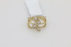 Diamond Pear Halo Triple Band Ring in 14KT Yellow Gold ( 0.50ct dtw )