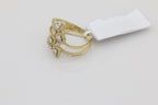 Diamond Pear Halo Triple Band Ring in 14KT Yellow Gold ( 0.50ct dtw )