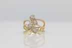 Diamond Pear Halo Triple Band Ring in 14KT Yellow Gold ( 0.50ct dtw )