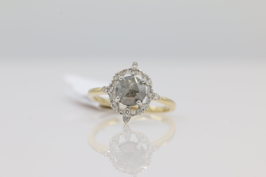 Diamond Salt and Pepper Ring in 14KT Yellow Gold ( 1.25ct dtw )