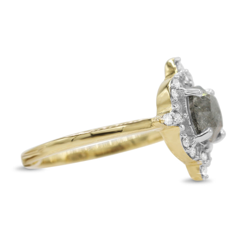 Diamond Salt and Pepper Ring in 14KT Yellow Gold ( 1.25ct dtw )