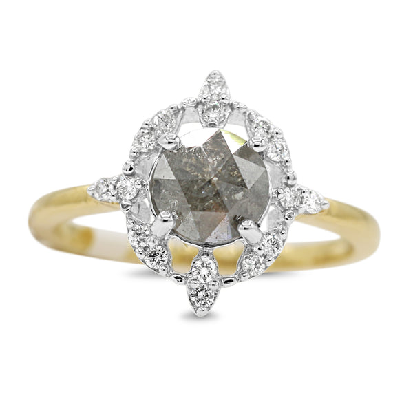 Diamond Salt and Pepper Ring in 14KT Yellow Gold ( 1.25ct dtw )