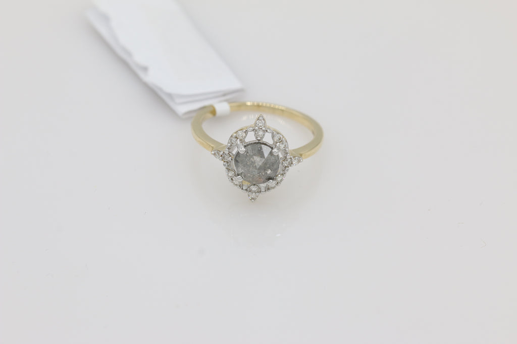 Diamond Salt and Pepper Ring in 14KT Yellow Gold ( 1.25ct dtw )