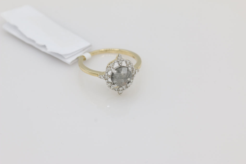Diamond Salt and Pepper Ring in 14KT Yellow Gold ( 1.25ct dtw )