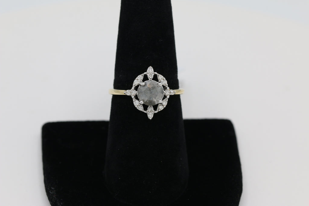 Diamond Salt and Pepper Ring in 14KT Yellow Gold ( 1.25ct dtw )