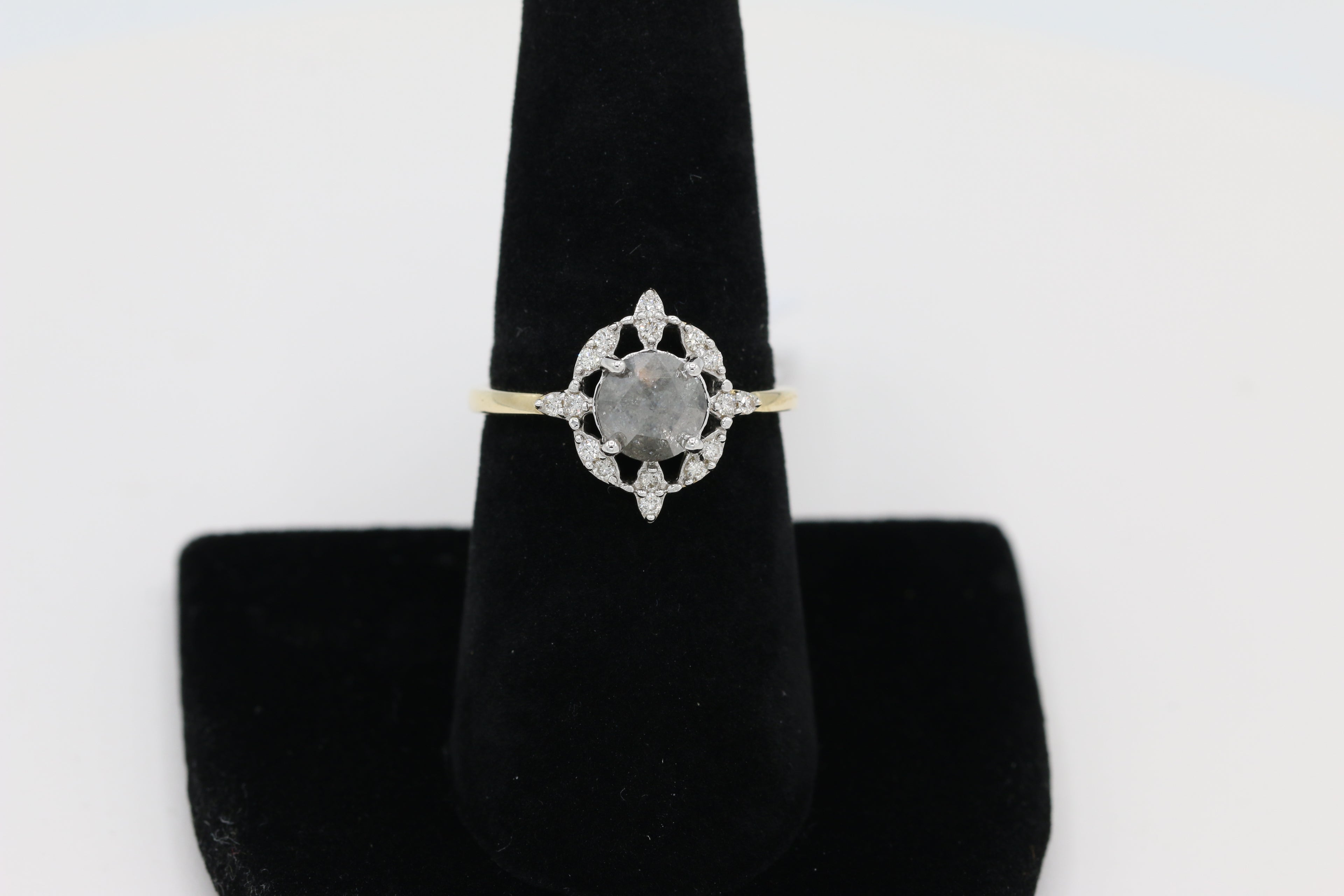 Diamond Salt and Pepper Ring in 14KT Yellow Gold ( 1.25ct dtw )