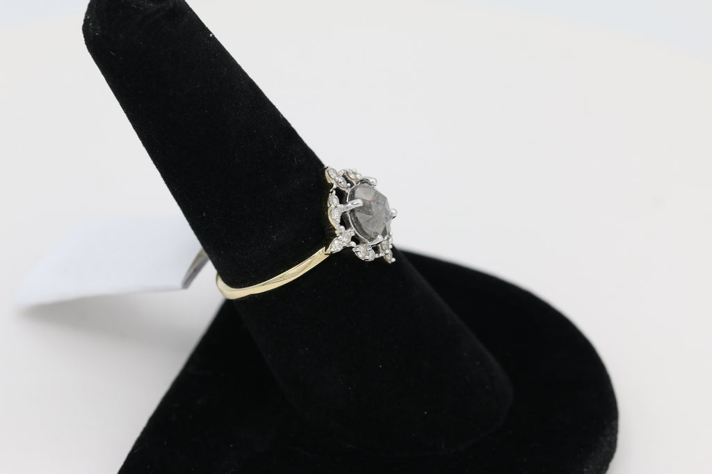 Diamond Salt and Pepper Ring in 14KT Yellow Gold ( 1.25ct dtw )
