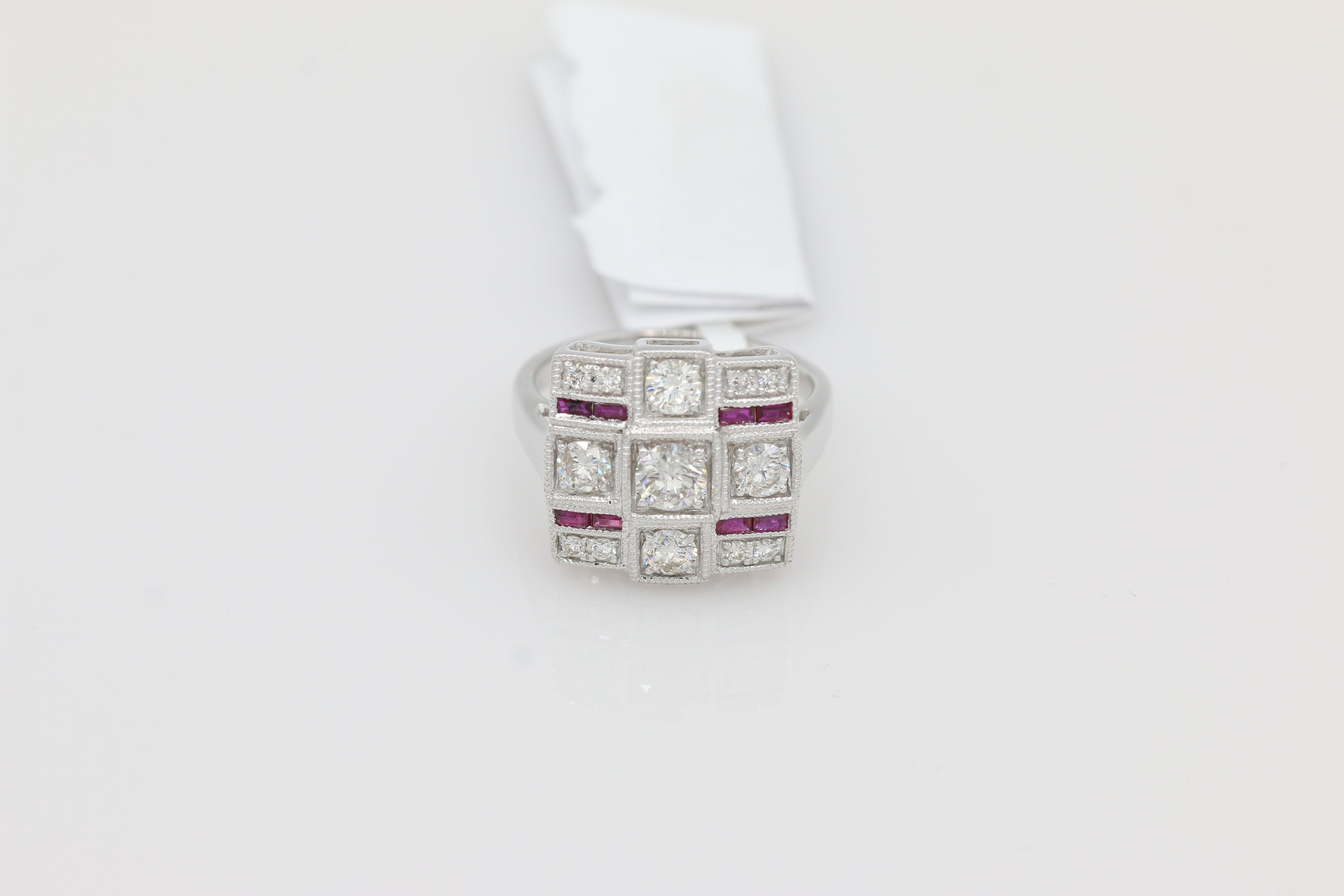 Diamond and Ruby Ring in 14KT White Gold ( 1.05ct dtw )
