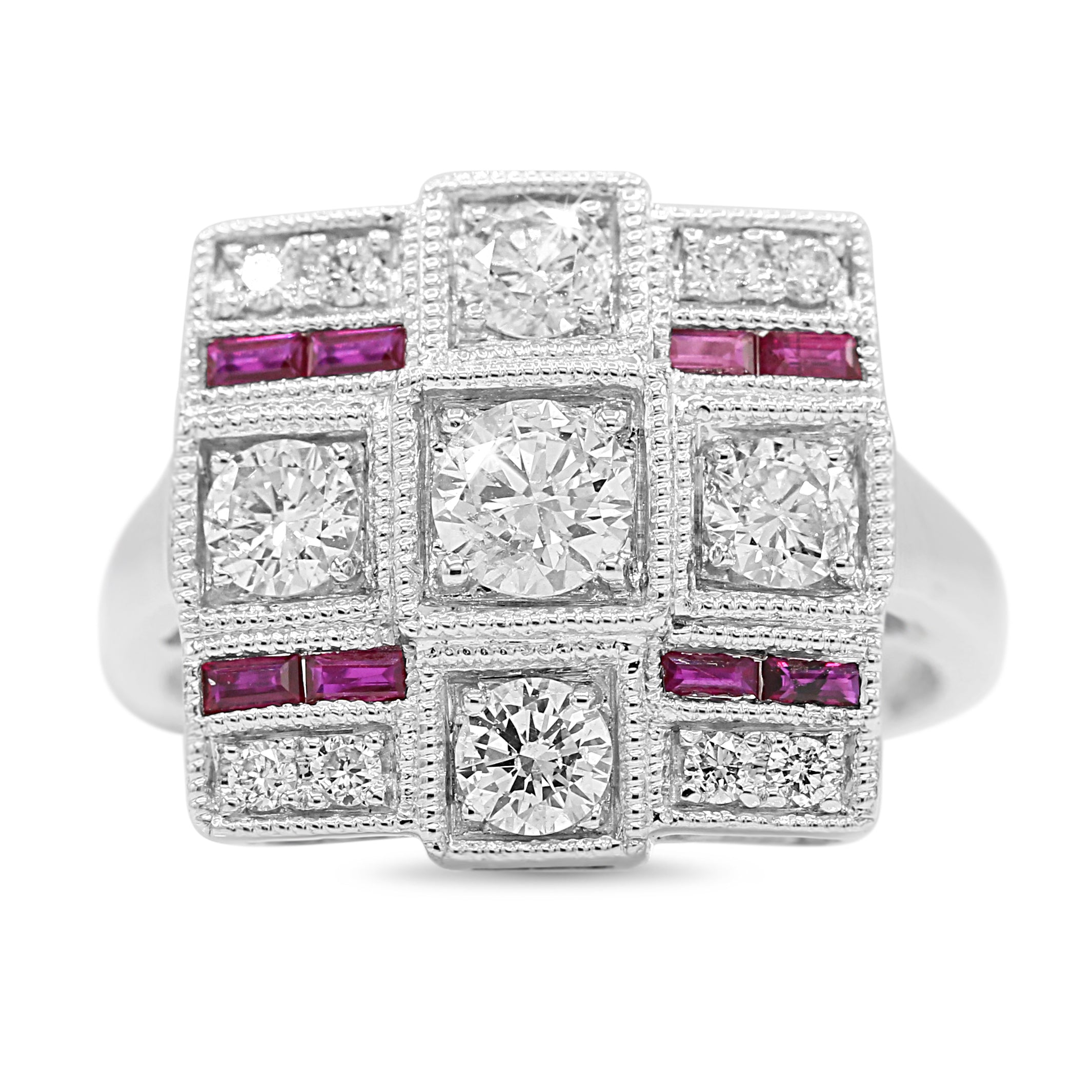Diamond and Ruby Ring in 14KT White Gold ( 1.05ct dtw )