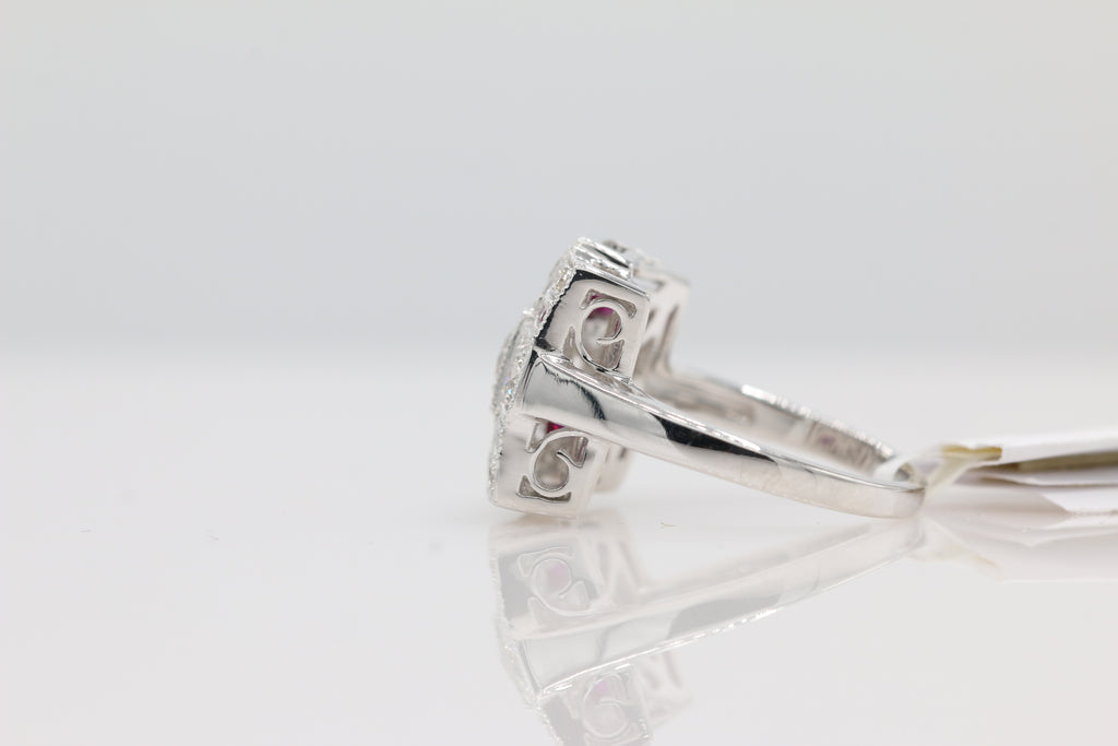 Diamond and Ruby Ring in 14KT White Gold ( 1.05ct dtw )