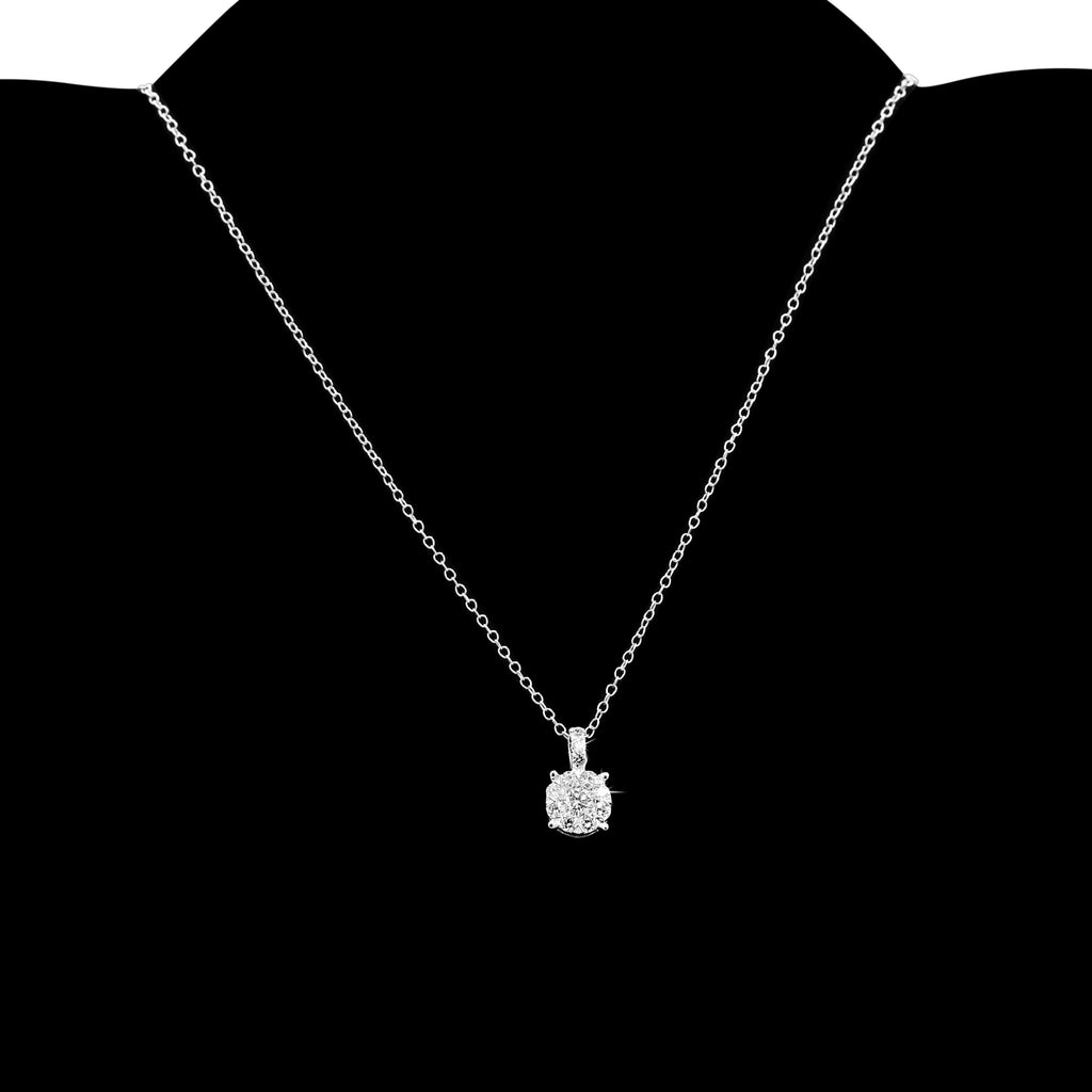 Diamond Cluster Pendant in 14KT White Gold ( 0.50ct tw dia )