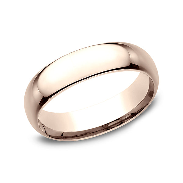 14K Rose Gold 6mm Standard Comfort-Fit Wedding Ring
