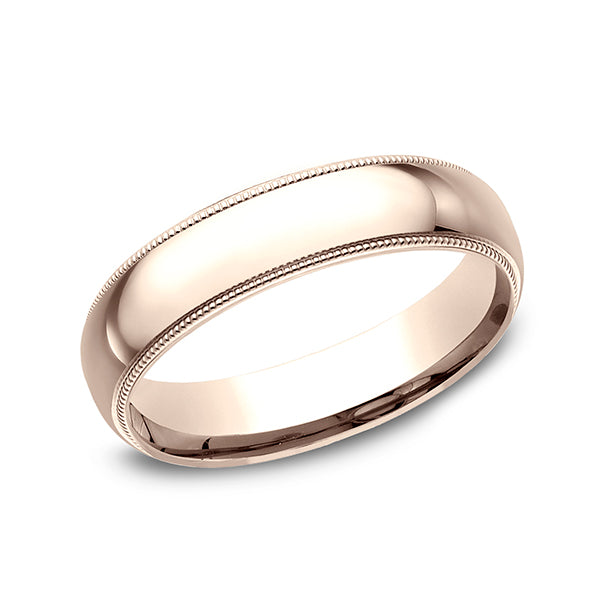 14K White Gold/Yellow Gold/Rose Gold 5mm Milgrain Standard Comfort Fit Ring